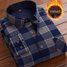 将图片加载到图库查看器，Men thermal shirt Winter Thick Flannel Warm Plaid Dress Shirts Long Sleeve Men&#39;s Work Shirts Casual Slim Fit thermo shirts 6XL
