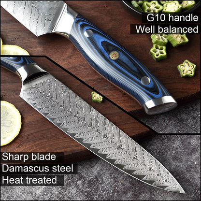 XITUO Damascus Chef Knife Professional Japan Sankotu Cleaver Boning Gyuto Kitchen Knife Cooking Tool Exquisite Plum Rivet Handle