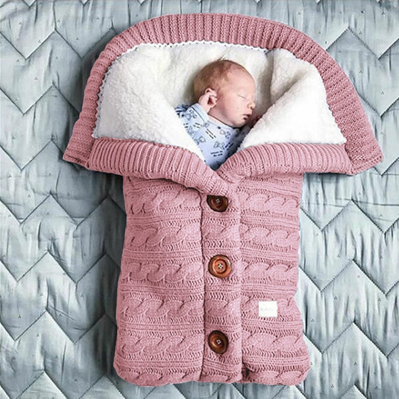 Newborn Baby Winter Warm Sleeping Bags Infant Button Knit Swaddle Wrap Swaddling Stroller Wrap Toddler Blanket baby Sleeping Bag