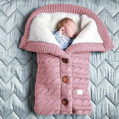 Newborn Baby Winter Warm Sleeping Bags Infant Button Knit Swaddle Wrap Swaddling Stroller Wrap Toddler Blanket baby Sleeping Bag