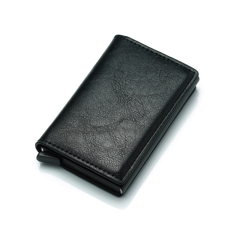 DIENQI Carbon Fiber RFID Blocking Men's Credit Card Holder Leather Bank Card Wallet Case Cardholder Protection Purse For Women