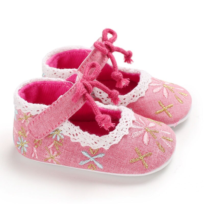 New Flower Embroidery Baby Girl Shoes Cotton Non-slip Soled Toddler Shoes Spring Summer Baby Shoes Princess Girls First Walkers