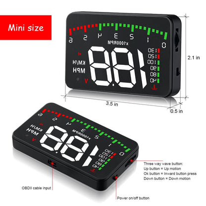 A100 3.5 A900 HUD Head-Up Display Car-Styling Overspeed Warning Windshield Projector Alarm System Universal Auto