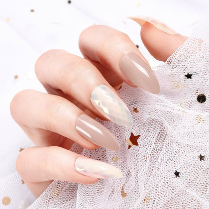 NEW 24pcs Laser False Nail Colorful Full Cover Fake Nail Laser Reflective Full Nail Tips Spiked False Nails Long False Nails