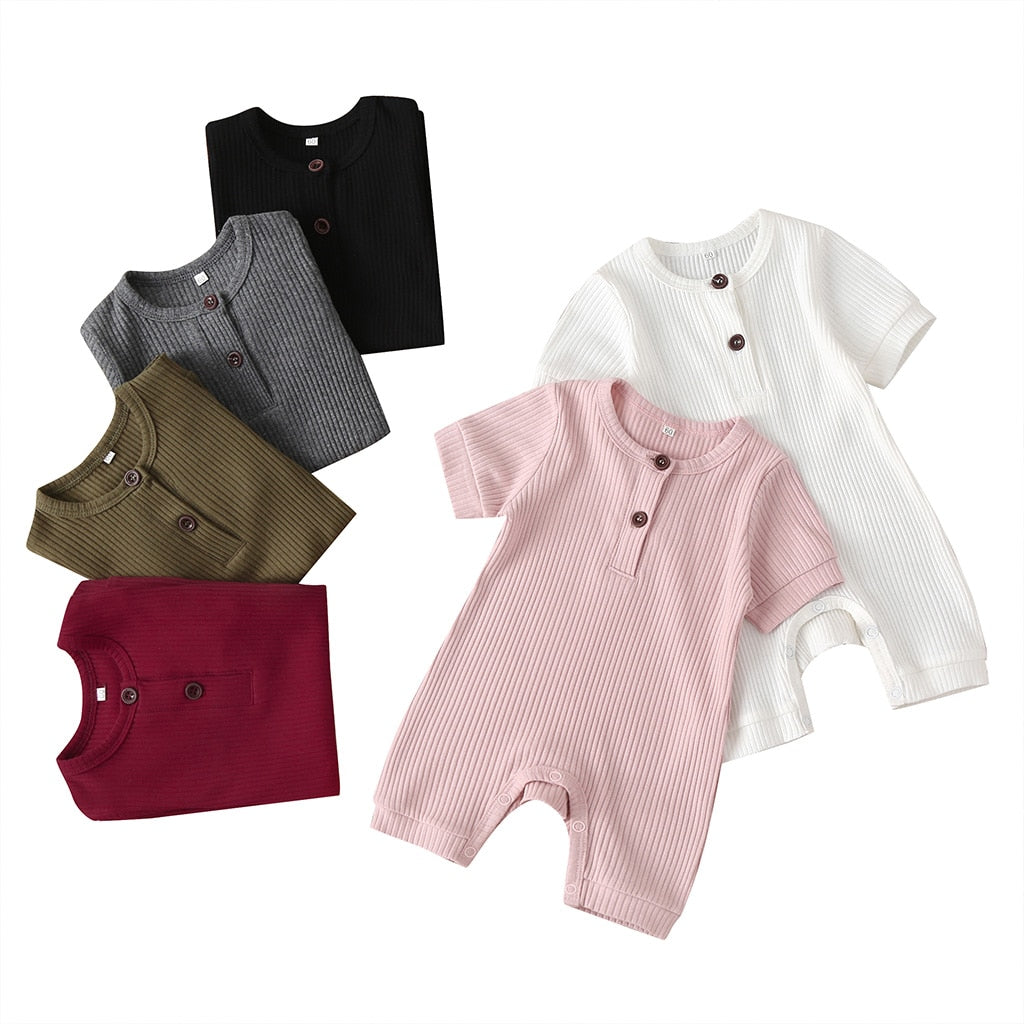 Summer Newborn Kid Baby Girl Romper Clothes 0-24M Short Sleeve Solid Jumpsuits Outfits 6 Colors