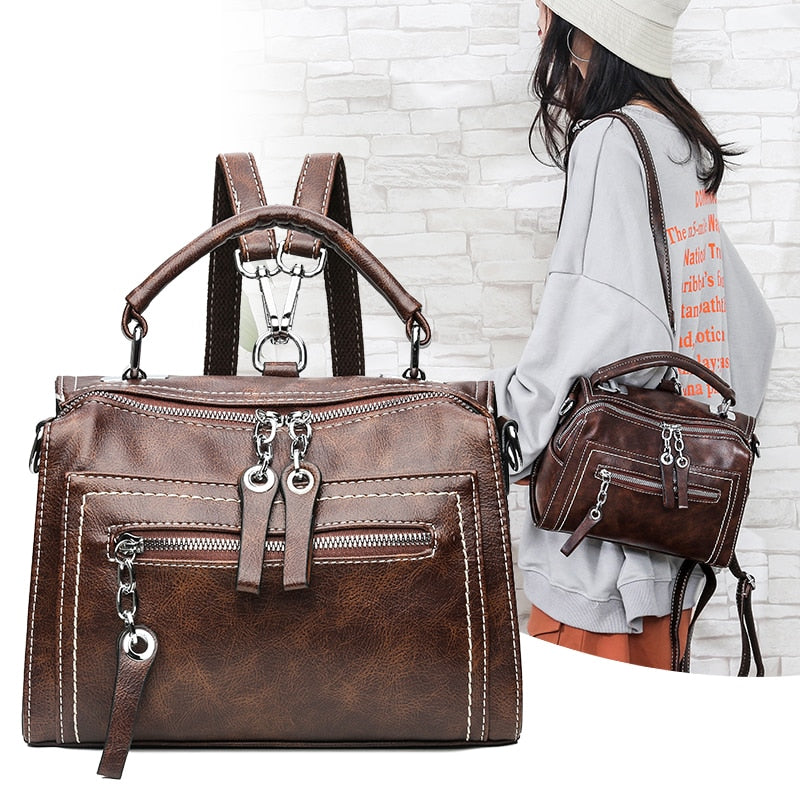 Vintage Small Backpack Women High Quality Leather Backpack Bag New Elegant Shoulder Bag Women Mini Backpacks for Teenage Girls