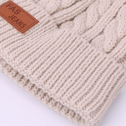 Two pieces Hat Scarf Set Beanie Cap Children's Hats Girls Caps Fake Ball Pompon Keep Warm Winter Knitted Skullies Kids Bone