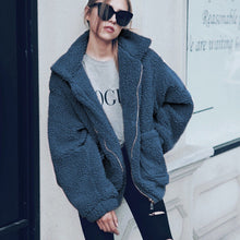 Load image into Gallery viewer, Elegant Faux Fur Coat Women 2019 Autumn Winter Warm Soft Zipper Fur Jacket Female Plush Overcoat Pocket Casual Teddy Outwear 3XL
