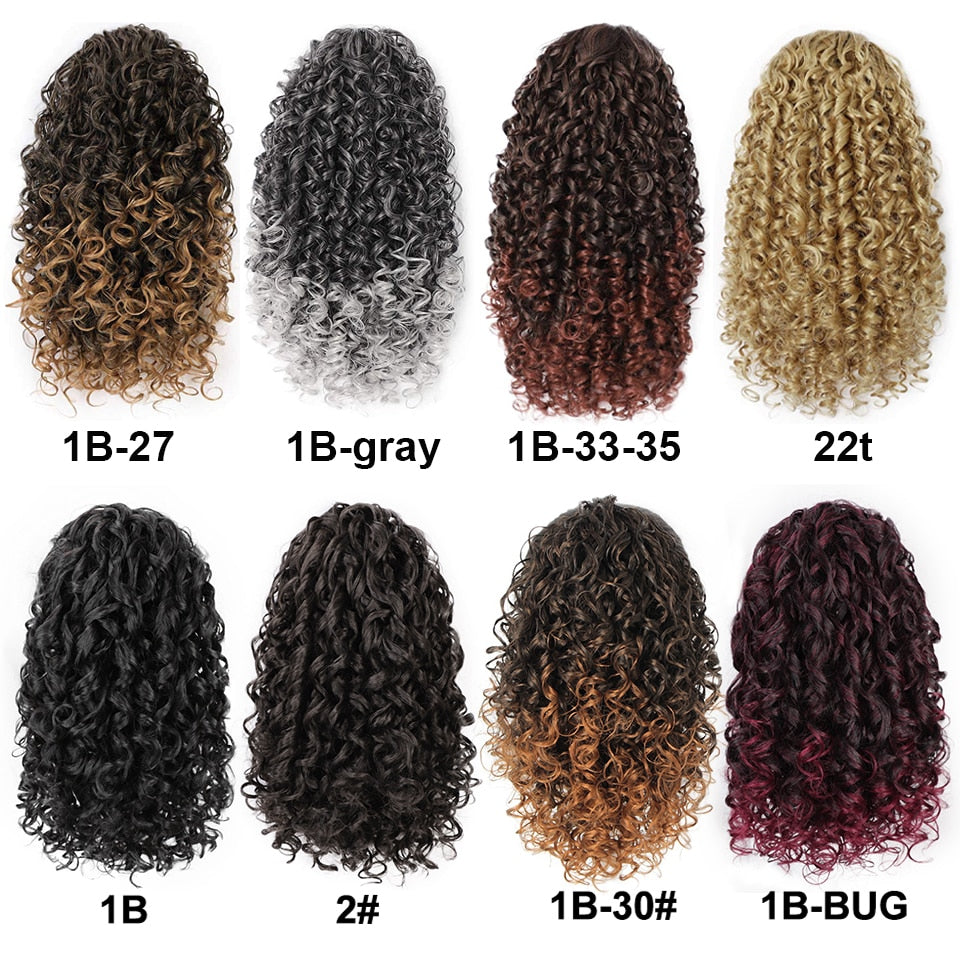 Vigorous Drawstring Puff Ponytail Afro Kinky Curly Hair Extension Synthetic Clip in Pony Tail African American Hair Extension
