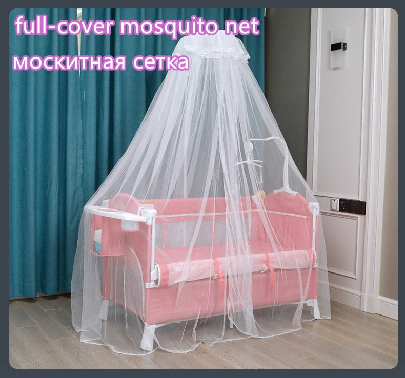 Multifunctional Baby Crib Foldable Baby Bed With Diaper Table Cradle Rocker Kid Game Bed Portable Baby Crib For 0-6 Years Kids