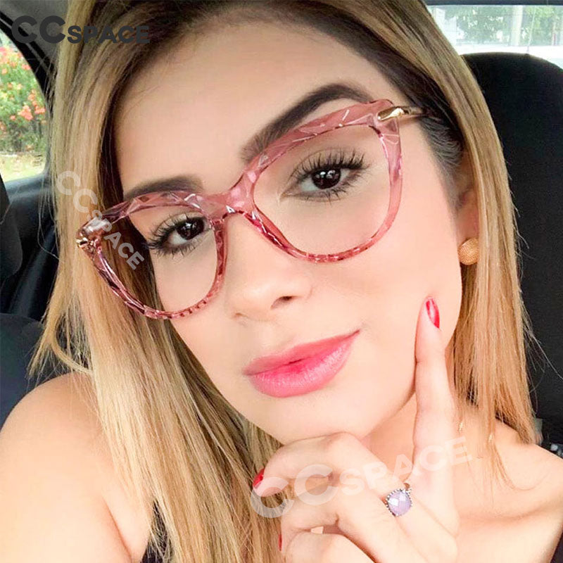 51009 Plastic Titanium Glasses Frames Cat Eye Women Diamond Bump Optical Fashion Computer Glasses
