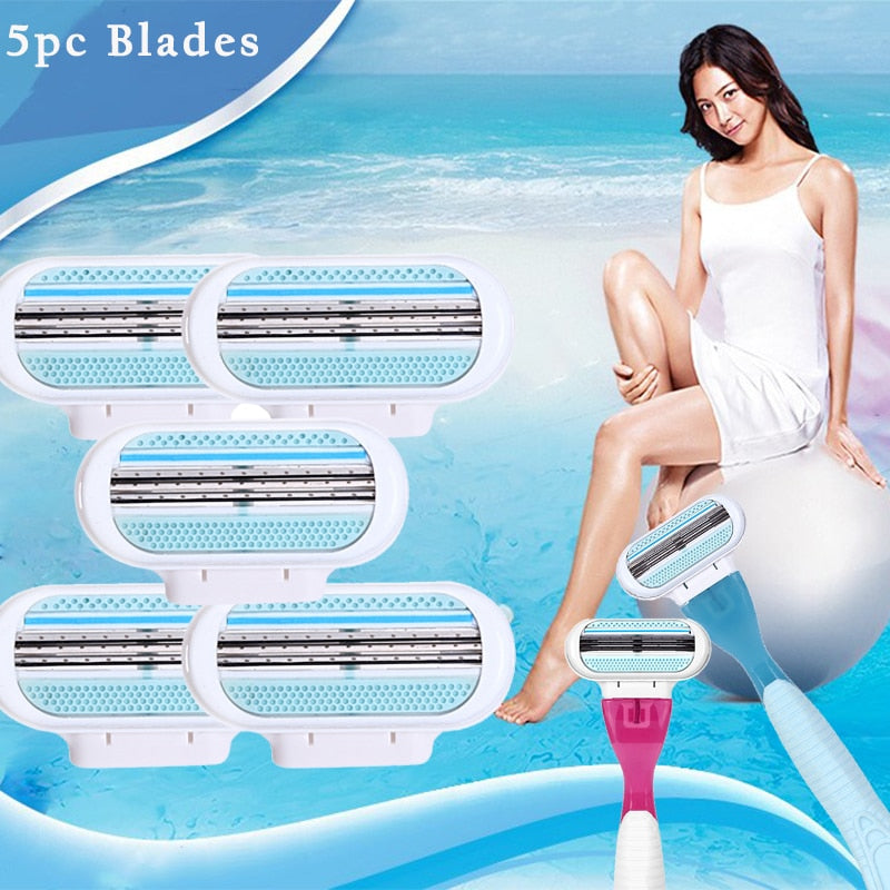 Female Safety Razor Blades Beauty Shaving For Women 3 Layer Blade Shaver Razor Blade Replacement Head For Gillette Venus