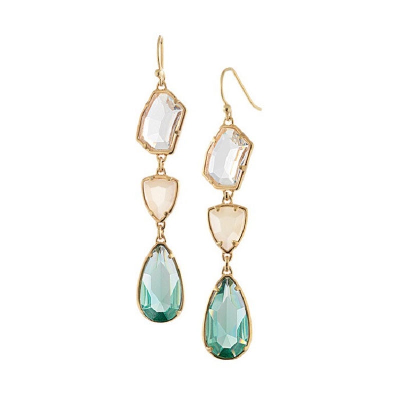 Fresh alloy gemstone crystal water drop ladies earrings simple and versatile European and American fashion jewelry