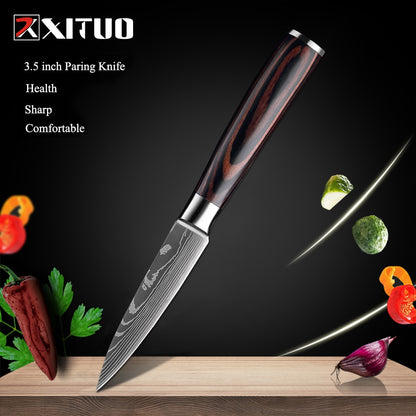 XITUO 8"inch japanese kitchen knives Laser Damascus pattern chef knife Sharp Santoku Cleaver Slicing Utility Knives tool EDC New