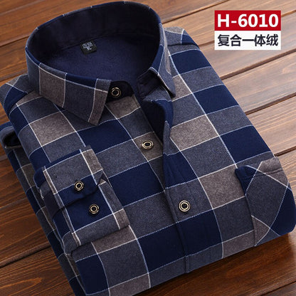 Men thermal shirt Winter Thick Flannel Warm Plaid Dress Shirts Long Sleeve Men's Work Shirts Casual Slim Fit thermo shirts 6XL