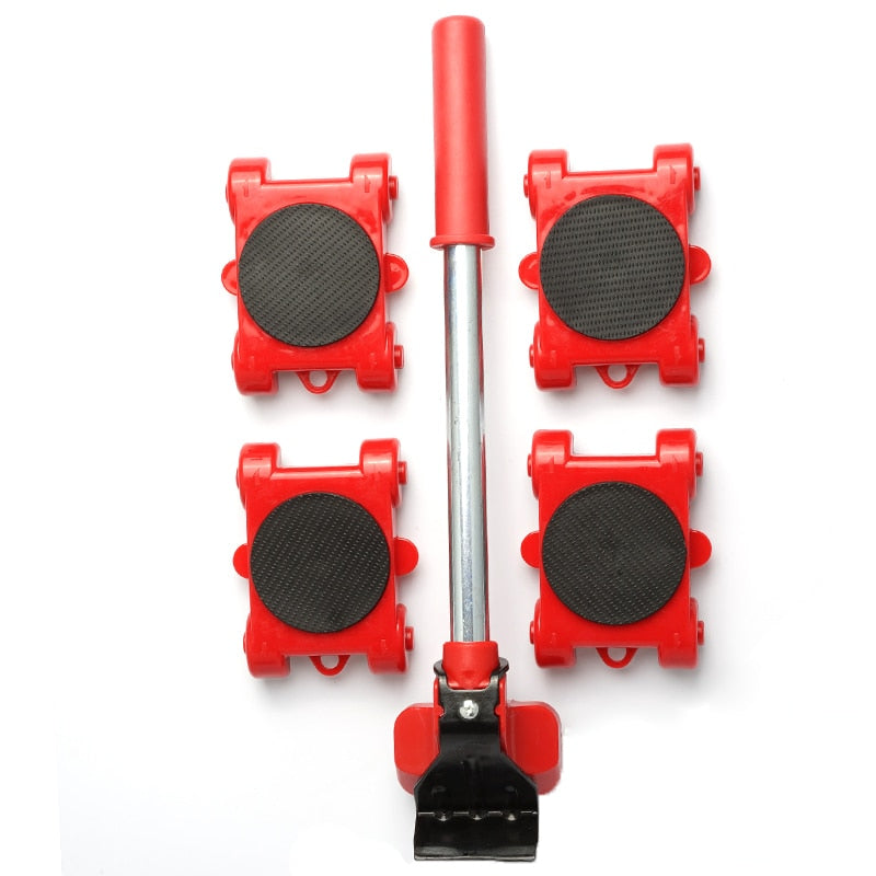 Furniture Mover Set Furniture Mover Tool Transport Lifter Heavy Stuffs Moving Wheel Roller Bar Hand Tools 5 Pcs Set