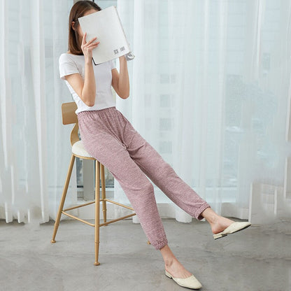 Soft Women Home Pants Casual Ankle-Length Sleep Pants Lounge Wear Women Pajama Pants Elastic Harem Pants Outwear Loose Trousers