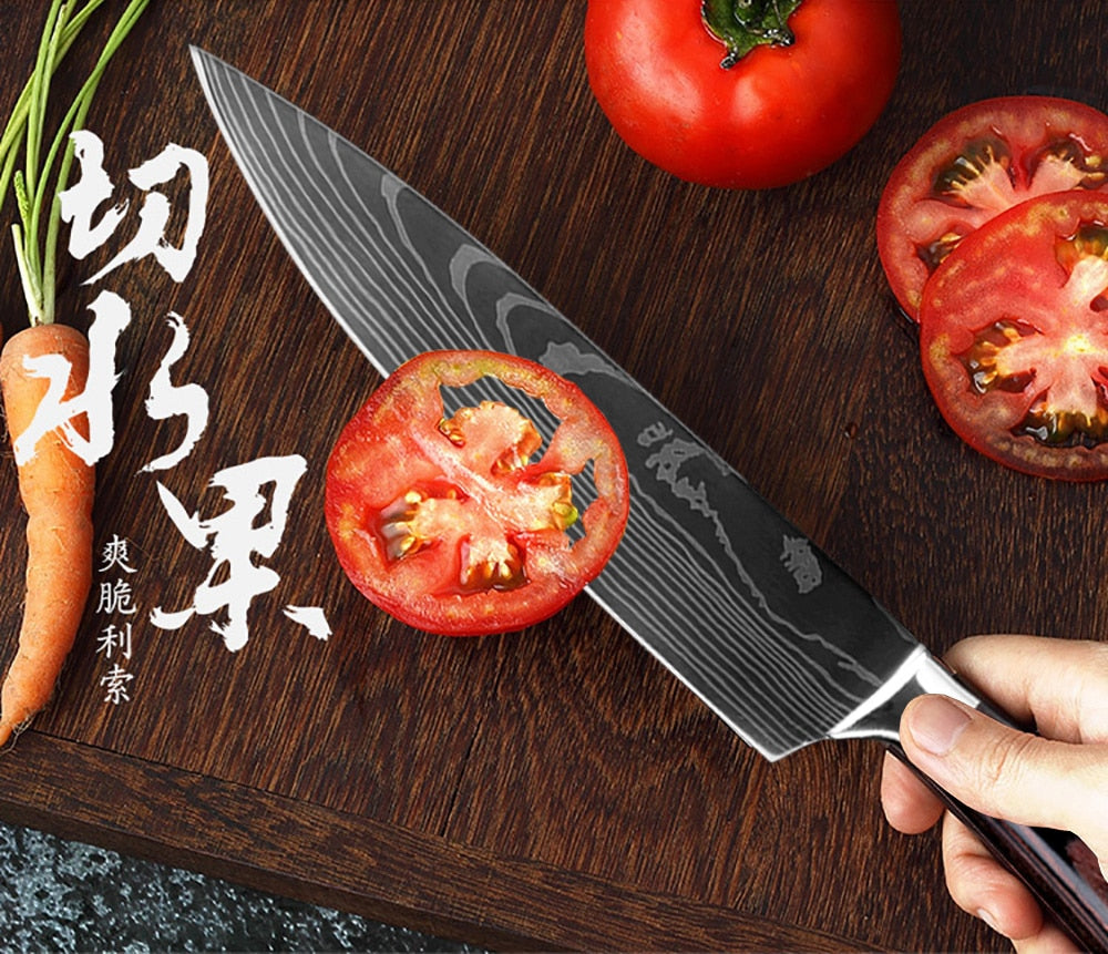 XITUO Kitchen Chef Set Knife Stainless Steel Knife Holder Santoku Utility Cut Cleaver Bread Paring Knives Scissors Cooking Tools