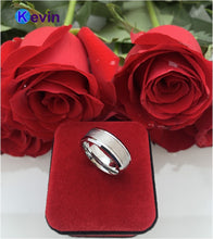 将图片加载到图库查看器，Men Women Tungsten Wedding Band Ring With Bevel Brush Groove Finish 8MM Comfort Fit
