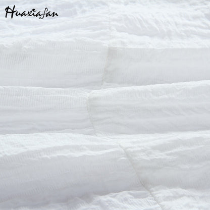 Huaxiafan women dresses dress white solid dresses Elegant sleeveless bow belt ruffle neck summer holiday mini dress Vestidos