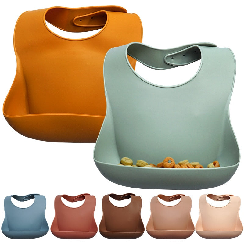 Fashionable Silicon Breastplate Baby Bib Waterproof Solid Infant Bandana Bibs Newborn Feeding Burp Cloth Drooling Scarf Dropship
