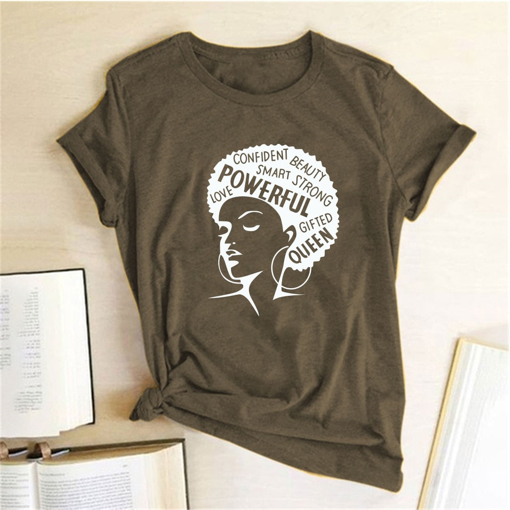 Graphic T-shirts Women Summer Slim Kawaii Women T Shirt Polyester High Quality Female Print Powerful Girl Independence Day T-shirt