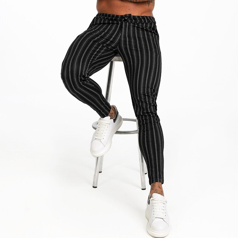New Autumn Winter Men's Chinos Slim Fit Black Chinos Trousers for Men Stretchy Pants Thick Casual Ankle Tight Fit Street zm385
