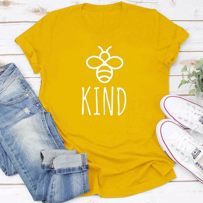 Be Kind Graphic T-shirt Women Girls Cotton Oversized T-shirt Summer Fashion Bees Print Top Harajuku Tshirt Unisex Tee Drop Shipping