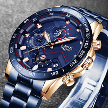 将图片加载到图库查看器，LIGE 2020 New Fashion Mens Watches with Stainless Steel Top Brand Luxury Sports Chronograph Quartz Watch Men Relogio Masculino
