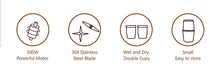 Load image into Gallery viewer, BioloMix 2-in-1 Wet and Dry Double Cups 300W Electric Spices and Coffee Bean Grinder Stainless Steel Body and Miller Blades
