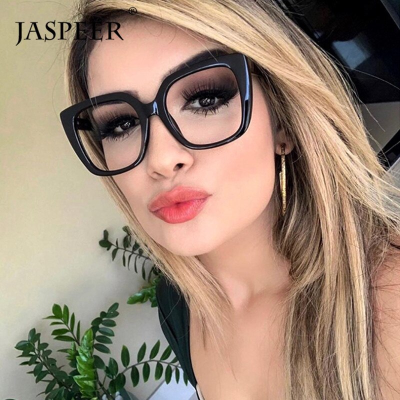 JASPEER Retro Cat Eye Glasses Frame Women Vintage Eye Glasses Female Brand Designer Computer Eyeglasses Ladies Optical Frames
