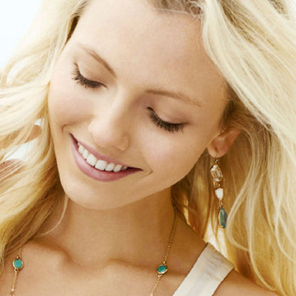 Fresh alloy gemstone crystal water drop ladies earrings simple and versatile European and American fashion jewelry