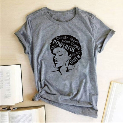 Graphic T-shirts Women Summer Slim Kawaii Women T Shirt Polyester High Quality Female Print Powerful Girl Independence Day T-shirt