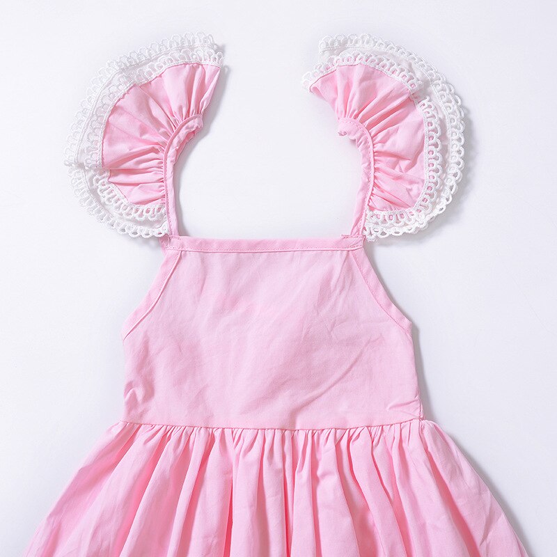 EACHIN Girls Dresses Lace Embroidered Printed Patchwork Dress Princess Dress Children Summer Casual Clothes Baby Girls Sundress