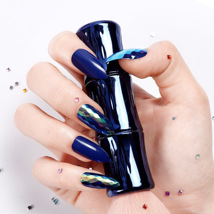 NEW 24pcs Laser False Nail Colorful Full Cover Fake Nail Laser Reflective Full Nail Tips Spiked False Nails Long False Nails