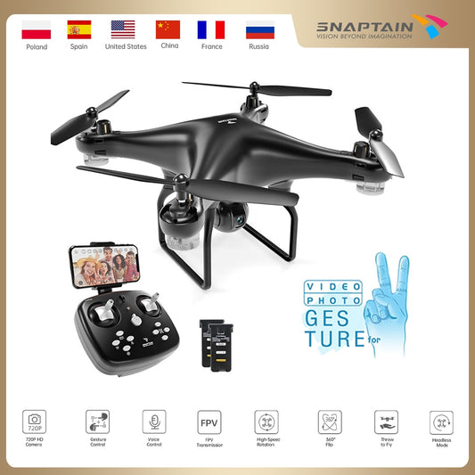 SNAPTAIN SPF600MQ Drone with Camera WiFi FPV RC Quadcopter 720P HD Camera Voice Control Gesture Control for Beginners