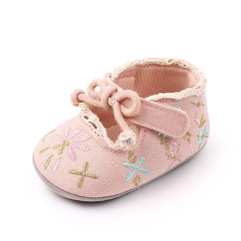 New Flower Embroidery Baby Girl Shoes Cotton Non-slip Soled Toddler Shoes Spring Summer Baby Shoes Princess Girls First Walkers
