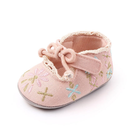 New Flower Embroidery Baby Girl Shoes Cotton Non-slip Soled Toddler Shoes Spring Summer Baby Shoes Princess Girls First Walkers