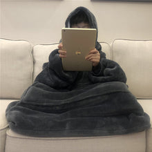 將圖片載入圖庫檢視器 Winter Thick Comfy Fleece TV Blanket With Sleeves Hooded Weighted Adult Fleece Blanket Hoodie Pocket Soft Warm For Beds Hoodie
