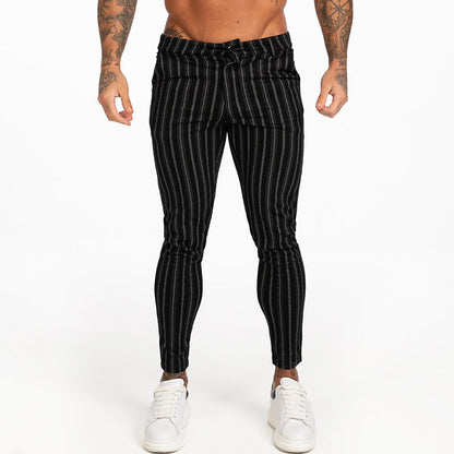 New Autumn Winter Men's Chinos Slim Fit Black Chinos Trousers for Men Stretchy Pants Thick Casual Ankle Tight Fit Street zm385