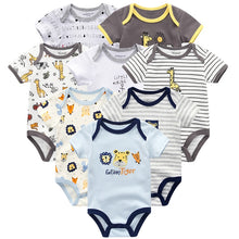 将图片加载到图库查看器，Baby Clothes 8Pcs/lots Unisex Newborn Boy&amp;Girl Rompers roupas de bebes Cotton Baby Toddler Jumpsuits Short Sleeve Baby Clothing
