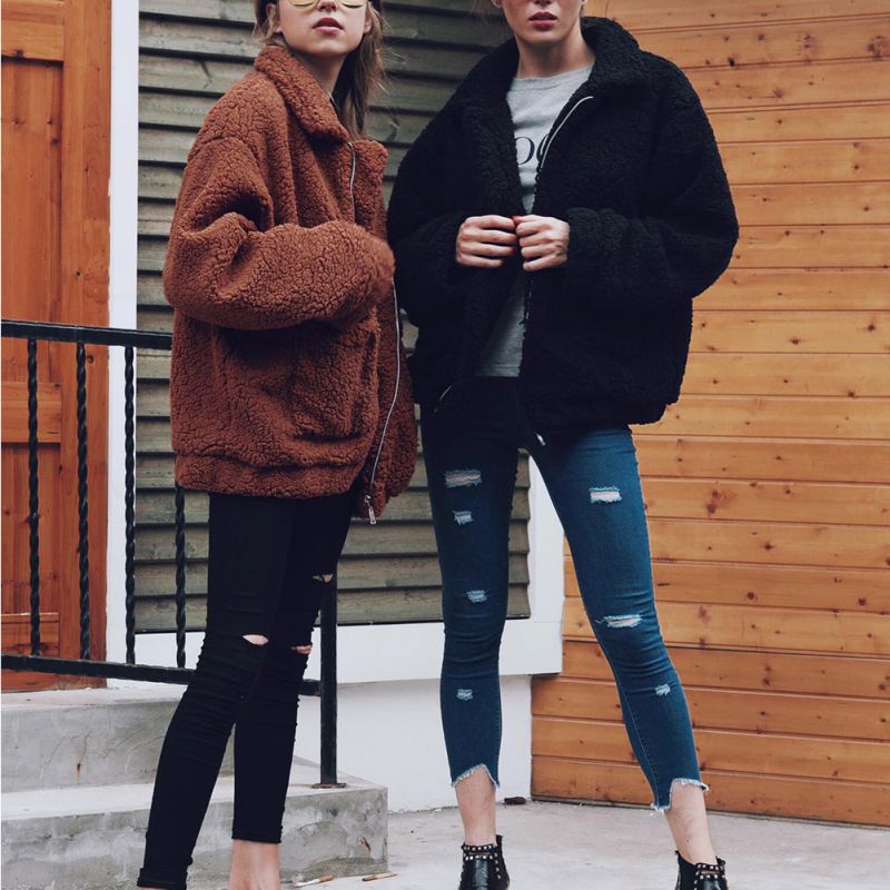 Women Elegant Faux Fur Coat
