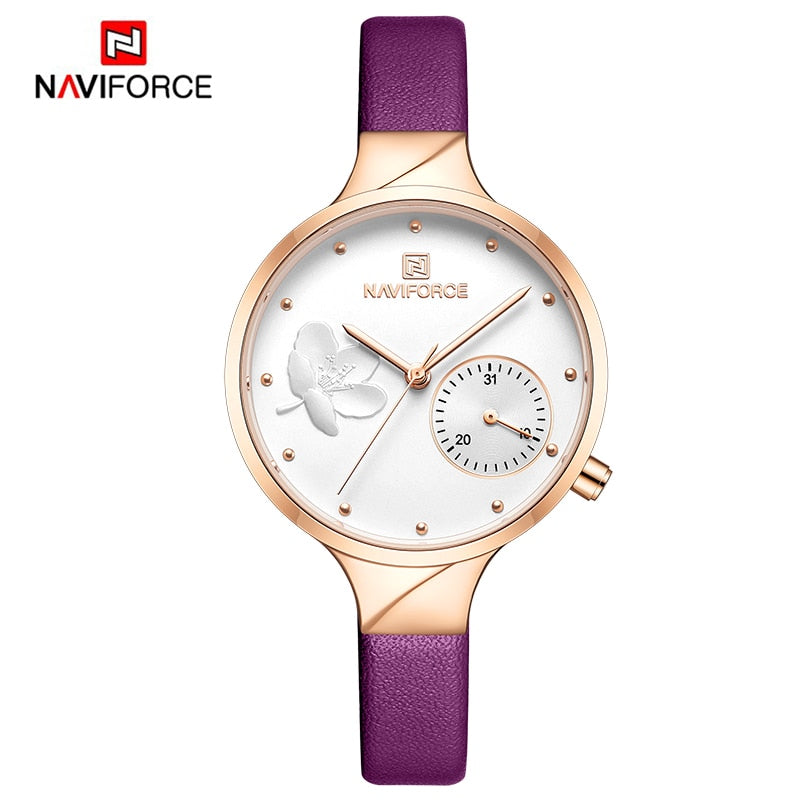 NAVIFORCE Women Watches Top Brand Luxury Fashion Female Quartz Wrist Watch Ladies Leather Waterproof Clock Girl Relogio Feminino