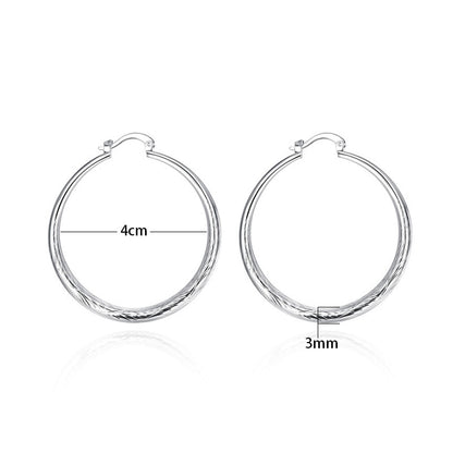 Diameter:4.0cm 1 Pairs Elegant Jewelry Silver Plated Women Lady Wedding Earrings High Quality Fashion
