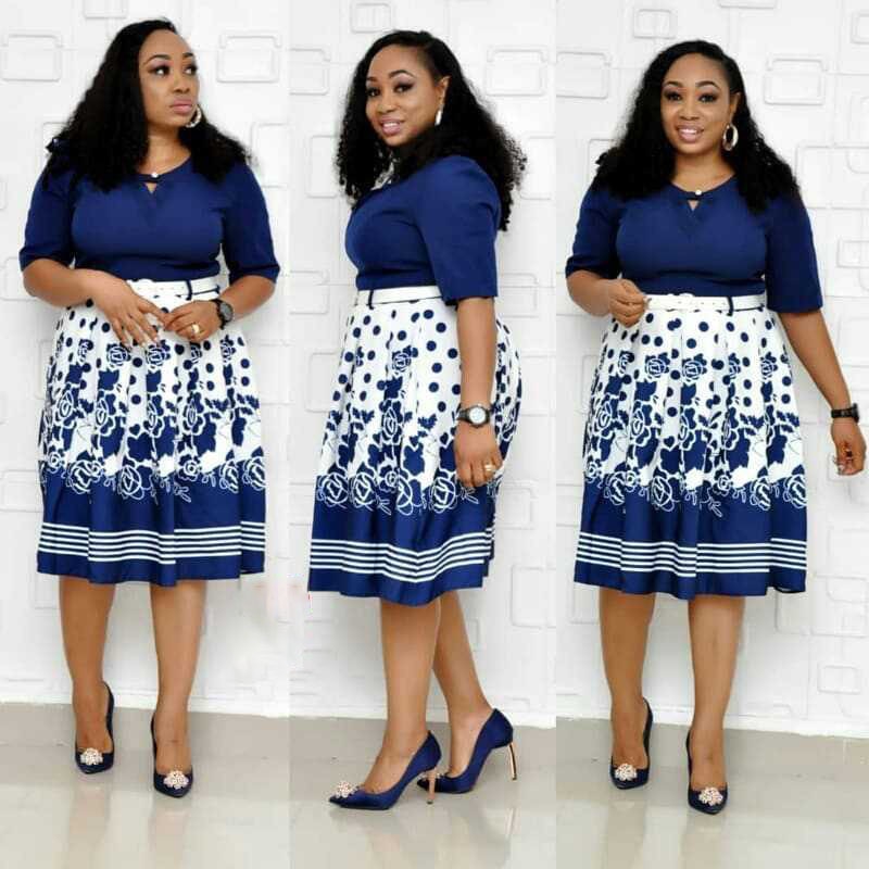 African Style Women's Print Plus Size Polyester Dress L 3XL