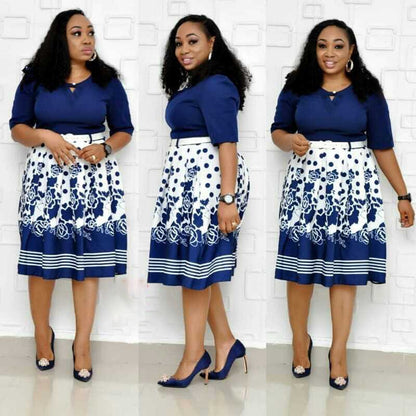 African Style Women's Print Plus Size Polyester Dress L 3XL