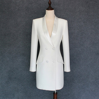 HIGH QUALITY New Fashion 2020 Runway Designer Dress Women's Long Sleeve Double Breasted Notched Collar Dress