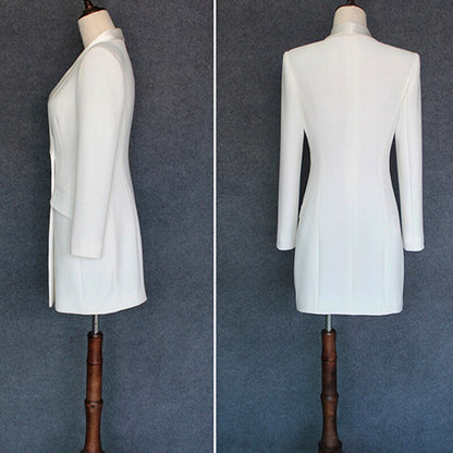 HIGH QUALITY New Fashion 2020 Runway Designer Dress Women's Long Sleeve Double Breasted Notched Collar Dress