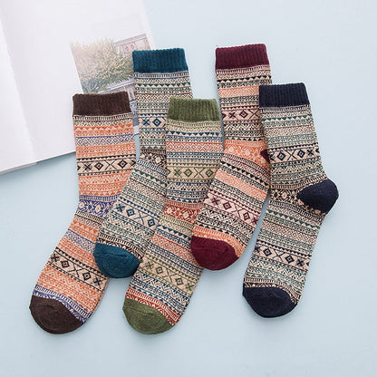 LNRRABC Winter Thick Warm Stripe Wool Socks Casual Calcetines Hombre Sock Business Male Socks