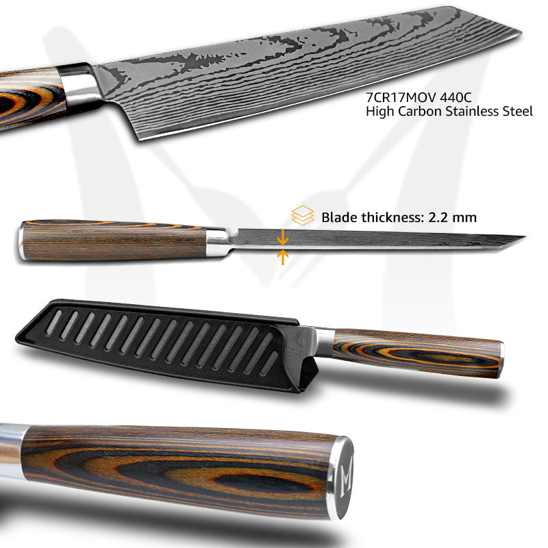 Kitchen knife Japanese Chef Knives 7CR17 440C Stainless Steel Imitation Damascus Knife Meat Cleaver Slicer Santoku Cutter Set